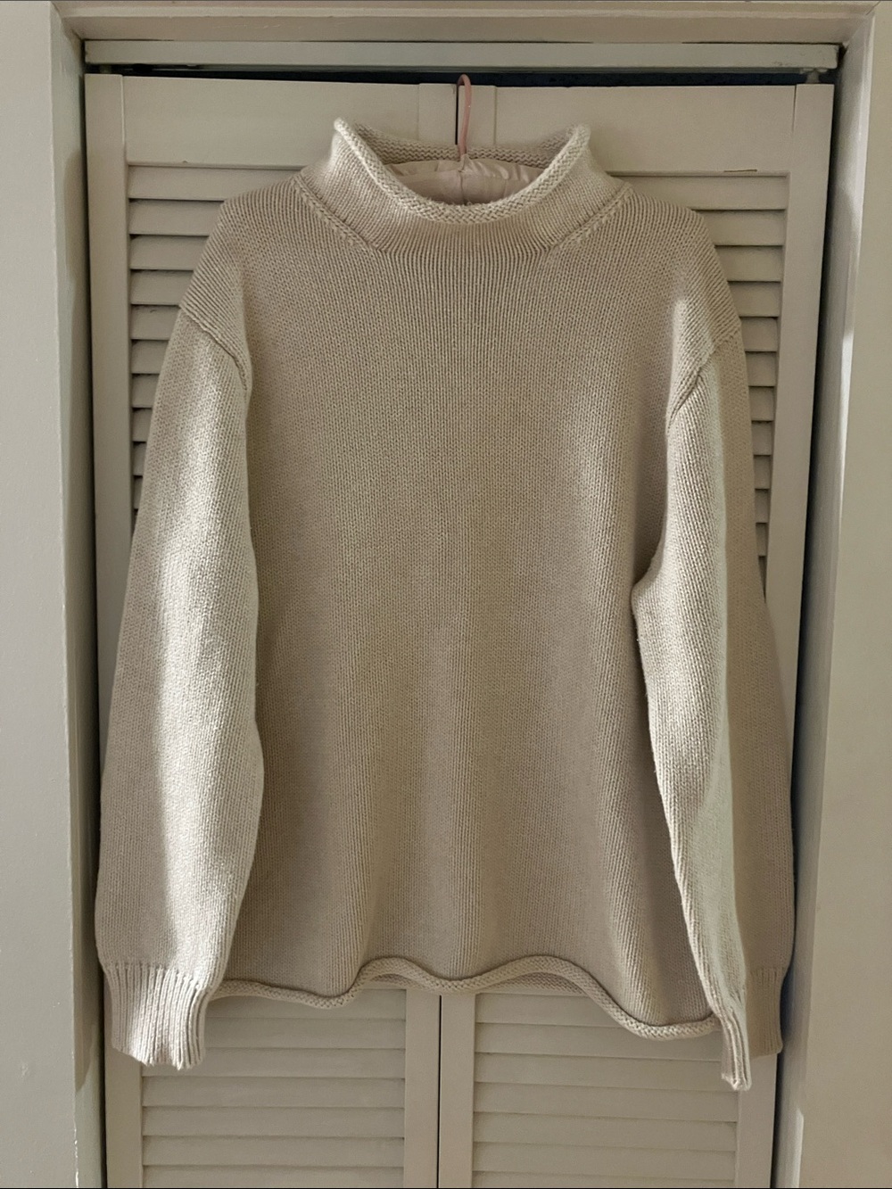 J Crew Always Rower Roll Neck Off White Cotton Sweater Size Large